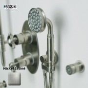 Ensemble sortie murale avec support orientable, flexible 150, douchette Liberty-Gom Nickel satiné - Bossini C17001C094