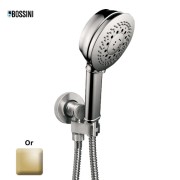 Ensemble sortie murale avec support orientable, flexible 150, douchette CLASSIC 3 jets Or - Bossini C17003C021