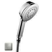 Ensemble sortie murale avec support orientable, flexible 150, douchette CLASSIC 3 jets  Nickel satiné - Bossini C17003C094