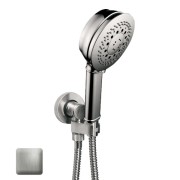 Ensemble sortie murale avec support orientable, flexible 150, douchette CLASSIC 3 jets  Nickel satiné - Bossini C17003C094