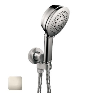 Ensemble sortie murale avec support orientable, flexible 150, douchette CLASSIC 3 jets  Nickel brillant - Bossini C17003C095
