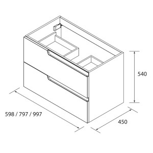 Meuble de salle de bains 2 tiroirs Vima 600 White Satin - SALGAR 111727