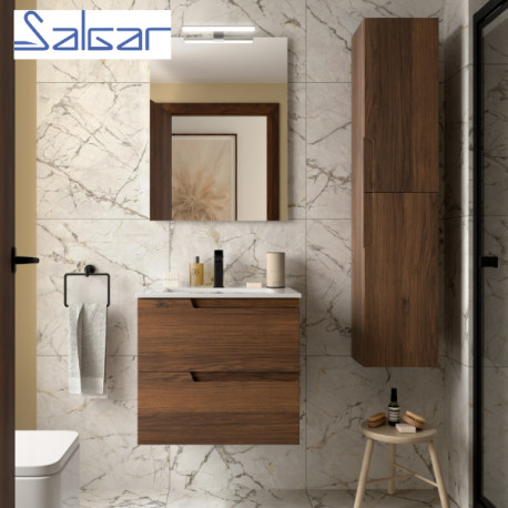 Meuble de salle de bains 2 tiroirs Vima 600 Noyer Maya - SALGAR 113483