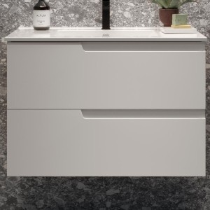 Meuble de salle de bains 2 tiroirs Vima 800 White Satin - SALGAR 111729