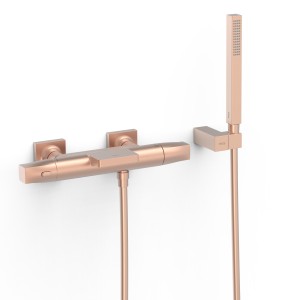 Robinet thermostatique mural pour baignoire et douche Or Rose Mat 24K - TRES 19017489OPM
