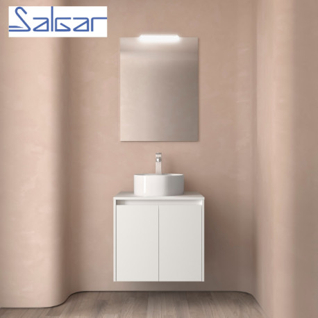 Meuble de salle de bains 2 portes NOJA 700 White satin - SALGAR 104273