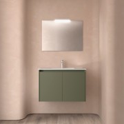 Meuble salle de bains et miroir 80cm 2 portes Green Satin NOJA - SALGAR 105295
