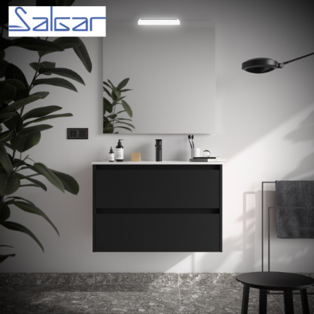 Meuble de salle de bains 2 portes NOJA 800 Black satin - SALGAR 104283