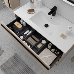 Meuble salle de bains + Vasque 100cm 2 tiroirs Chêne Naturel ATTILA - SALGAR 104919