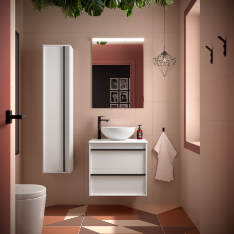 Meuble salle de bains 60cm 2 tiroirs White Satin - SALGAR 104938