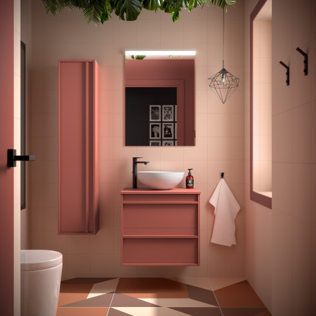 Meuble salle de bains 60cm 2 tiroirs Red Satin ATTILA - SALGAR 104942