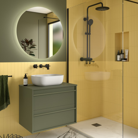 Meuble salle de bains 70cm 2 tiroirs Green Satin ATTILA - SALGAR 104949