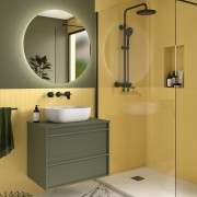 Meuble salle de bains 70cm 2 tiroirs Green Satin ATTILA - SALGAR 104949