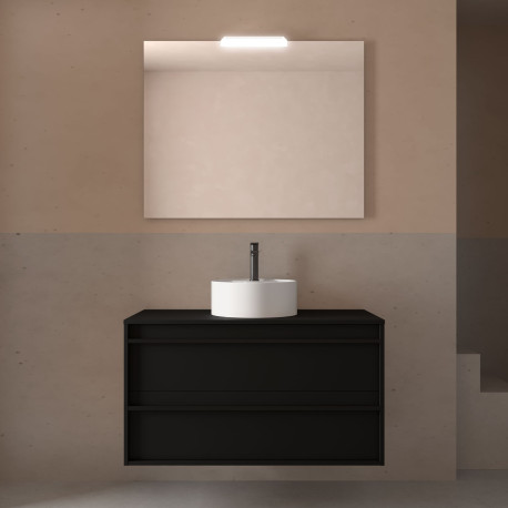 Meuble salle de bains 100cm 2 tiroirs Black Satin ATTILA - SALGAR 104965