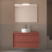 Meuble salle de bains 100cm 2 tiroirs Red Satin ATTILA - SALGAR 104968