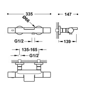Robinet thermostatique mural pour baignoire et douche Noir mat - TRES 19017428NM