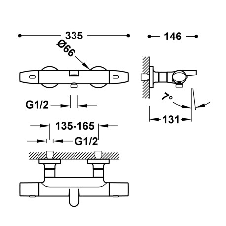 Ensemble douche bain-douche thermostatique Acier - TRES 19017439AC