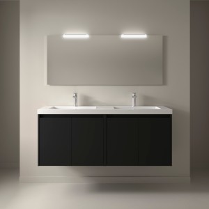 Meuble salle de bains 140cm 4 portes Black Satin NOJA - SALGAR 105097