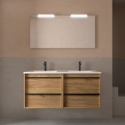 Meuble salle de bains + Vasque 120cm 4 tiroirs Chêne Africain ATTILA - SALGAR 104928