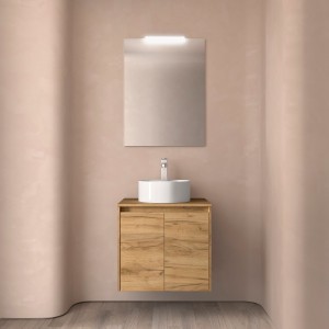 Meuble salle de bains et plan de toilette 60cm 2 portes Chêne Africain NOJA - SALGAR 105541