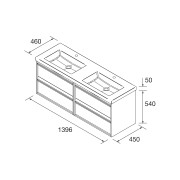 Meuble salle de bains + Vasque 140cm 4 tiroirs Black Satin ATTILA - SALGAR 104840