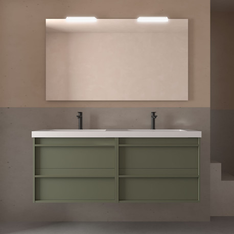 Meuble salle de bains + Vasque 140cm 4 tiroirs Green Satin ATTILA - SALGAR 104842