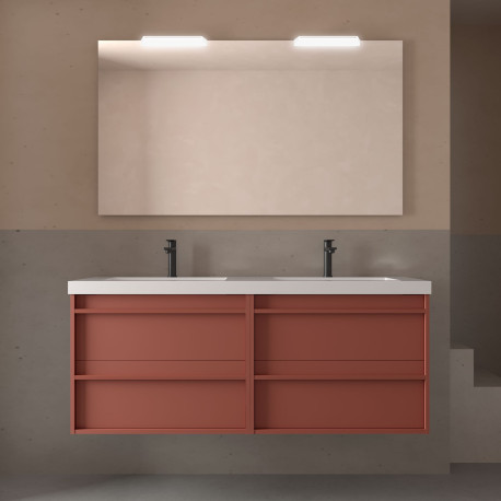 Meuble salle de bains + Vasque 140cm 4 tiroirs Red Satin ATTILA - SALGAR 104843