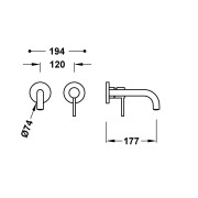 Mitigeur lavabo encastré bec 177 mm Graphite - TRES 26230021GR