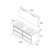 Meuble salle de bains + Vasque 140cm 4 tiroirs Black Satin ATTILA - SALGAR 104931