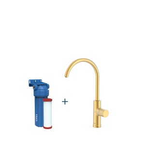 Robinet de cuisine à une voie pour eau filtrée Or Mat 24K - TRES 23050401OM 