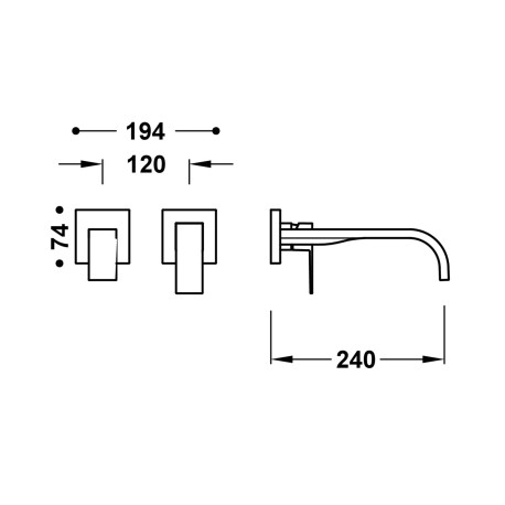 Mitigeur lavabo encastré bec 240 mm Noir Bronze - TRES 00630022KMB 