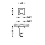 Support fixe avec arrivée d’eau pour douchette Or 24K - TRES 20218221OR 