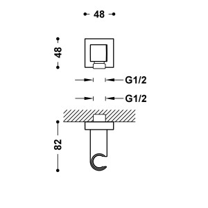 Support fixe avec arrivée d’eau pour douchette Or 24K - TRES 20218221OR 