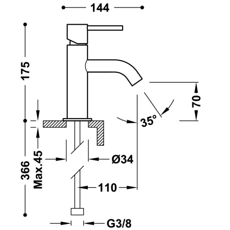 Lavabo mitigeur Cava Doré STUDY - TRES 26290301CA