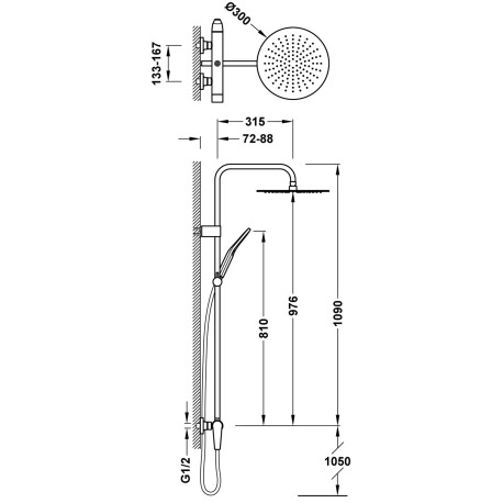 Ensemble douche mitigeur 2 voies Fuji Noir Bronze - TRES 28119101KMB 