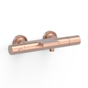 Mitigeur bain-douche thermostatique mural Over‑wall Or Rose Mat 24K - TRES 19017412OPM