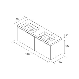 Meuble salle de bains 140cm 4 portes Chêne Naturel NOJA - SALGAR 105101