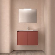 Meuble salle de bains et  miroir 80cm 2 portes Red Satin NOJA - SALGAR 105296