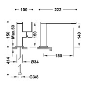 Mitigeur avec manette latérale pour lavabo Noir Bronze - TRES 00620501KMB
