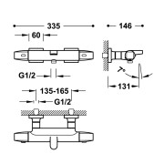 Ensemble douche bain-douche thermostatique Noir mat - TRES 19017459NM