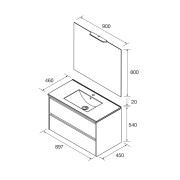 Meuble salle de bains 90cm 2 tiroirs White Satin NOJA - SALGAR 105418