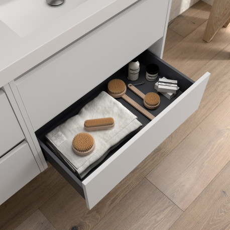 Meuble salle de bains 100cm 2 tiroirs Blanc Brillant NOJA - SALGAR 105426
