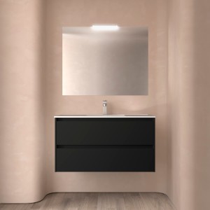 Meuble salle de bains 100cm 2 tiroirs Black Satin NOJA - SALGAR 105428