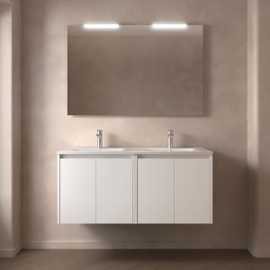 Meuble salle de bains et miroir 120cm 4 portes White Satin NOJA - SALGAR 105301