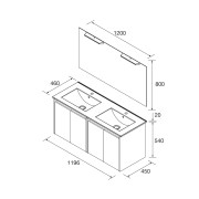 Meuble salle de bains et miroir 120cm 4 portes Portes Noyer Maya NOJA - SALGAR 105308