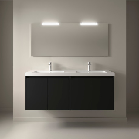 Meuble salle de bains et miroir 140cm 4 portes Black Satin NOJA - SALGAR 105311