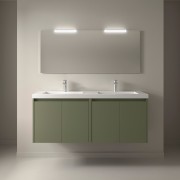 Meuble salle de bains et miroir 140cm 4 portes Green Satin NOJA - SALGAR 105313