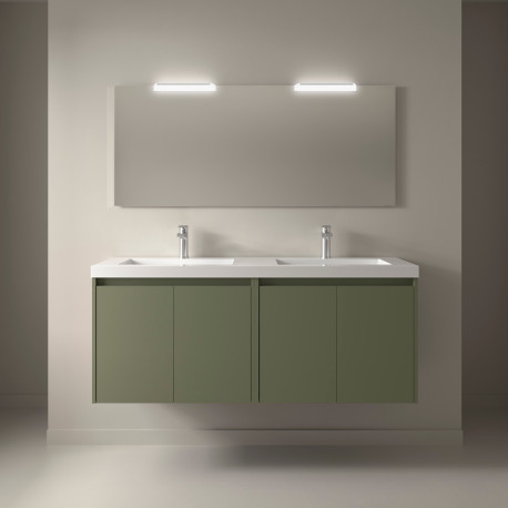Meuble salle de bains et miroir 140cm 4 portes Green Satin NOJA - SALGAR 105313