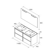 Meuble salle de bains 120cm 4 tiroirs et miroir Green Satin NOJA - SALGAR 105439