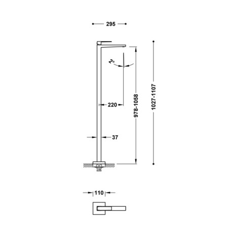 Mitigeur sur pied pour lavabo Acier - TRES 20285301AC